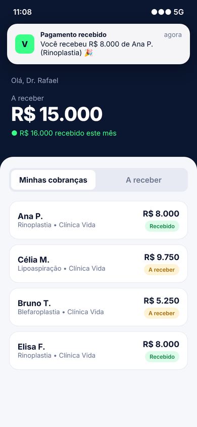Tela do profissional no celular